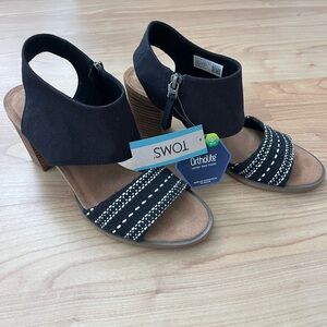 TOMS Majorca Black Heeled Sandals BNWT